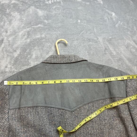 Vtg Pendleton Western Blazer Mens 50 Tall Gray Wool Tweed Suede Elbow Patches - Picture 6 of 16